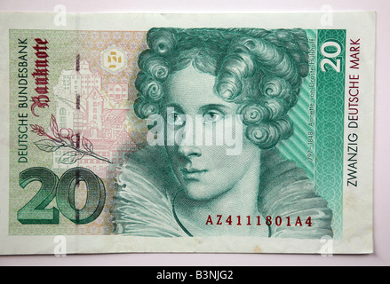 Close up of a traditional German Deutsche Mark banknote Stock Photo