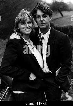 Paul McCartney Singer and Song Writer with The Beatles and Wings with wife Linda April 1984 Stock Photo