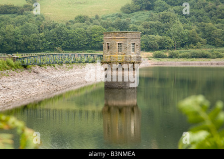 Taf Fechan Reservoir in Wales with low water level during the drought of 2006 Stock Photo