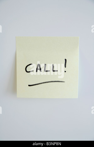 Adhesive note saying 'Call' Stock Photo