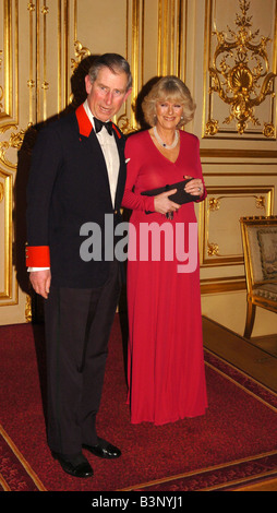 DAILY MIRROR PICTURE BY HARRY PAGE 10 02 05 PRINCE CHARLES WITH BRIDE TO BE MRS CAMILLA PARKER BOWLES AT TONIGHTS RECEPTION IN Stock Photo