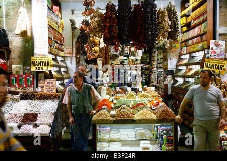 May 2008 - Spice shop at the Spice Bazaar Istanbul Turkey Stock Photo