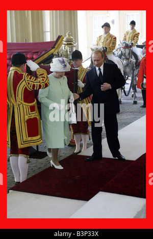 State visit by the Russian President Vladimir Putin and his wife Ludmilla seen here with the Queen and the Duke of Edinburgh at Stock Photo