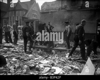 WW2 Air Raid Damage 1943 Bombed fire station at Tooting in London Stock ...