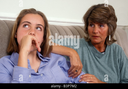 mother and teenage daughter having argument Stock Photo