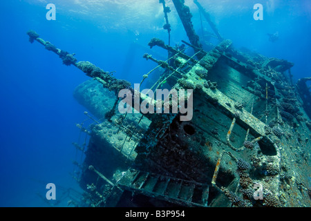 A view of the superstructure of the Giannis D shipwreck at Sha'ab Abu Nuhas in the Straits of Gubal, The Gulf Of Suez, Red Sea. Stock Photo