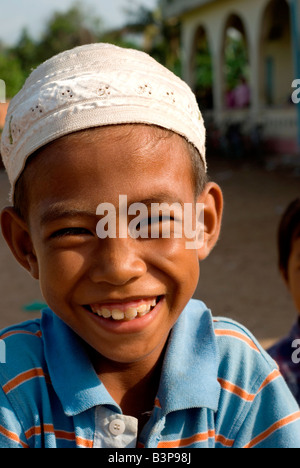 Cambodia Kompong Cham boy in Cham village Stock Photo