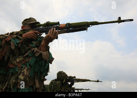 special troops soldiers pass maroon berets exam Stock Photo