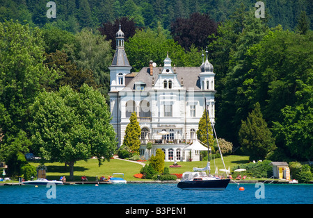 Classical villa in Poertschach on Lake Woerthersee, Carinthia, Austria, Europe Stock Photo