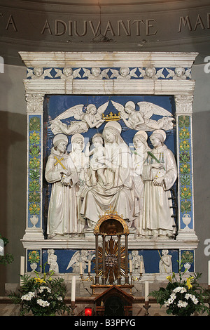 Madonna col Bambino e i Santi sculpture, Sant'Agata church, Radicofani, Monte Amiata (Siennese Side) area, Tuscany, Italy Stock Photo
