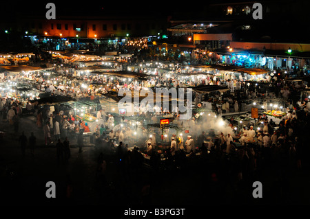 Cooking stalls on Djemma el-Fna Square, 'imposters square' or 'square of the hanged', Marrakesh, Morocco, Africa Stock Photo