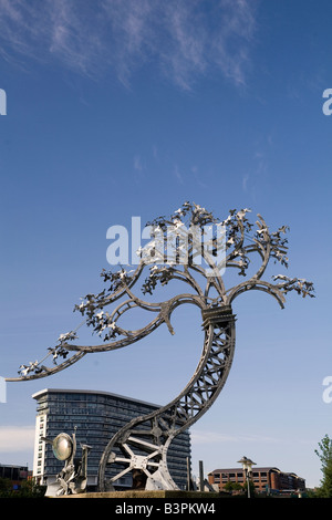 A sculpture in Sunderland, England. It stands on the Riverside Sculpture Trail. Stock Photo