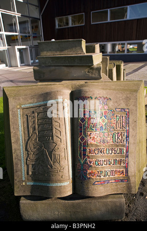 A book sculpture in Sunderland, England. It stands on the Riverside Sculpture Trail. Stock Photo