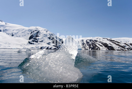 Melting, drifting ice block, Beloit Glacier, Blackstone Bay, Pacific Coast, Prince William Sound, Alaska, USA Stock Photo