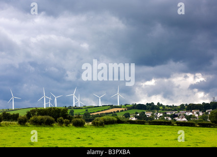 Wind farm next to the small village of Bothel in Cumbria, The Lake District, England, UK Stock Photo