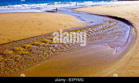 Ripples of water on a beach returning to the sea at Praa Sands Cornwall Great Britain UK 2008 Stock Photo