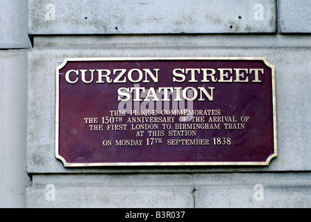 Plaque on former Curzon Street railway station, Birmingham, West Midlands, UK Stock Photo