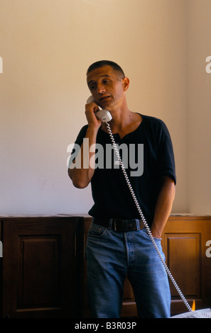 Mostar, june 1996', ersad humo, former commander, 41 brigade, bih, talking on the phone, 1996 Stock Photo