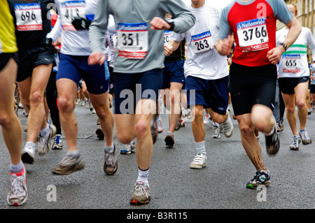 marathon race runners legs Stock Photo