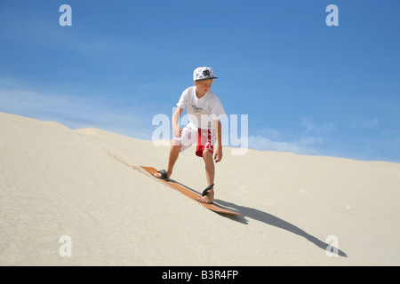 Sand boarding Sleaford Bay South Australia Stock Photo