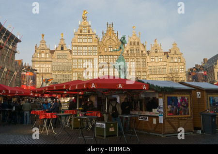 Christmas market at Grote Markt in Antwerp Stock Photo