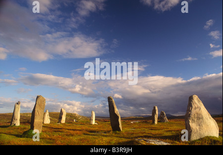 Cnoc Fillibhir Beag Stone Circle, near Callanish, Isle of Lewis, Western Isles, Scotland, UK. Stock Photo