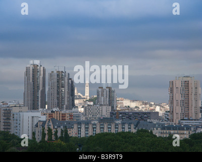 Paris skyline with Sacre Coeur in the distance Stock Photo