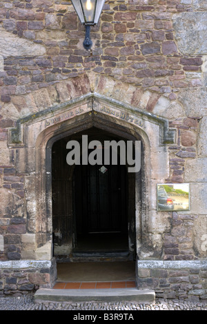 The Luttrell Arms hotel dating to 1400 and the residence of the Abbots of Cleeve at Dunster Stock Photo