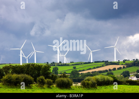 Rural wind farm with wind turbine installation in Cumbria, Lake District, England, UK Stock Photo