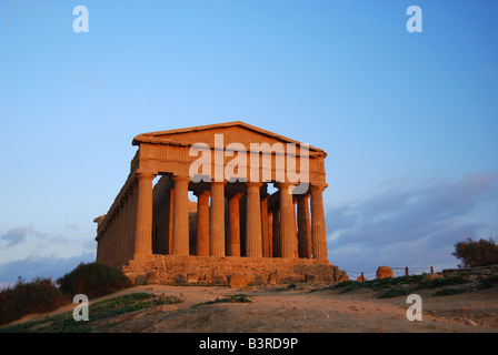 Greek Temple of Concord in the Valley of the Temples Agrigento Sicily Stock Photo