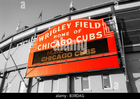 Retro Chicago's Wrigley Field Historic Neon Sign Stock Photo