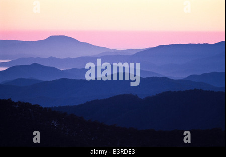 Mountain range at sunrise Australia Stock Photo