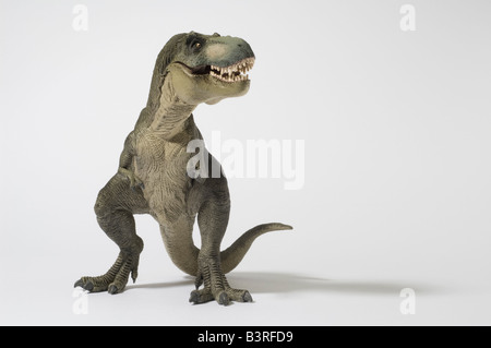 T-Rex dinosaur toy model on white background Stock Photo