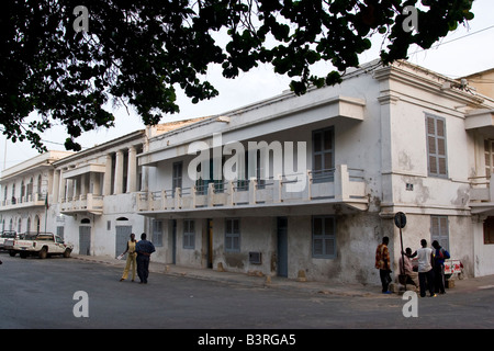 Traditional colorful architecture in Saint-Louis, former capital of Senegal  Stock Photo - Alamy