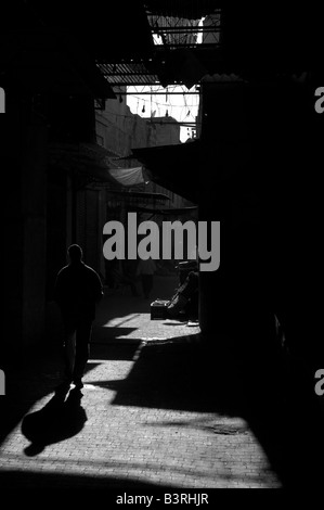 Shadows in a Moroccan alleyway Stock Photo