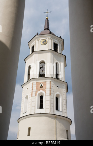Cathedral Basilica and Clock Tower on Cathedral Square in historic Vilnius Lithuania Stock Photo