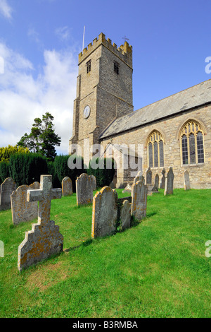 St Marys Church in the village of Dunsford within Dartmoor National Park England on a bright sunny afternoon Stock Photo