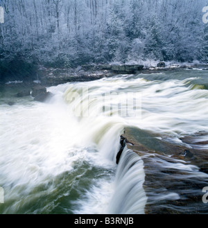 Ohiopyle Falls In March Snow, Youghiogheny River, Ohiopyle State Park 