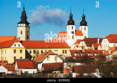 Looking across red rooftops in Telc, Czech Republic Stock Photo