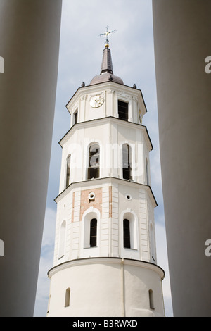 Cathedral Basilica and Clock Tower on Cathedral Square in historic Vilnius Lithuania Stock Photo