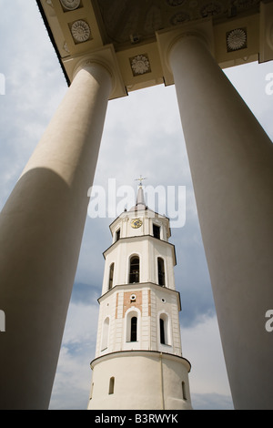 Cathedral Basilica and Clock Tower on Cathedral Square in historic Vilnius Lithuania Stock Photo