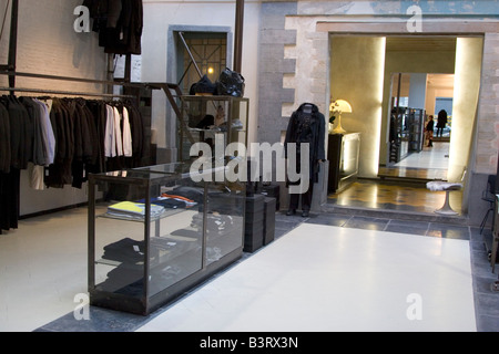 High end trendy independent fashion boutique 'Stijl' in the fashionable rue Antoine Dansaert in Brussels Belgium Stock Photo