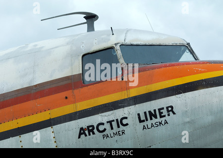 Old airplane Douglas  DC-3 Dakota during the Arctic Thunder airshow 2008 - Anchorage - Alaska – USA Stock Photo