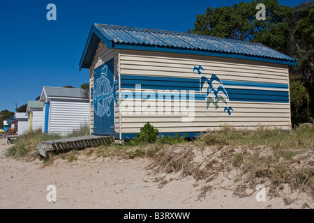 Beach box, Tyrone Foreshore, Rye, Mornington Peninsula, Victoria, Australia Stock Photo