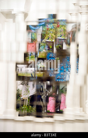 Abstract Image of Photograph Display in White Alcove Reflected in Mosaic Mirror Interior Grove House Oxford England 2006 PR Stock Photo