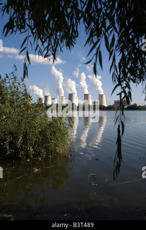 Brown coal power plant Jaenschwalde run by Vattenfall one of the worlds power plants with the highest emission Stock Photo