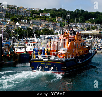 The Penlee lifeboat Ivan Ellen returning to its berth in Newlyn Harbour Cornwall. Stock Photo