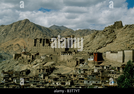India, Ladakh, The old Palace overlooks the town of Leh Stock Photo