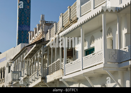 Oman, Muscat, Mutrah. Mutrah Corniche, Restored Merchant Houses Stock Photo