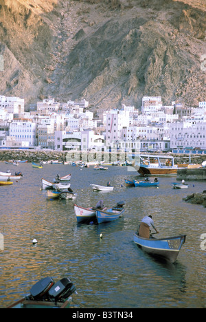 Asia, Yemen, Al-Mukalla. Fisherman boats. Stock Photo